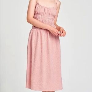 Ways Isabelle Shirred Seersucker Midi Sundress Sz S